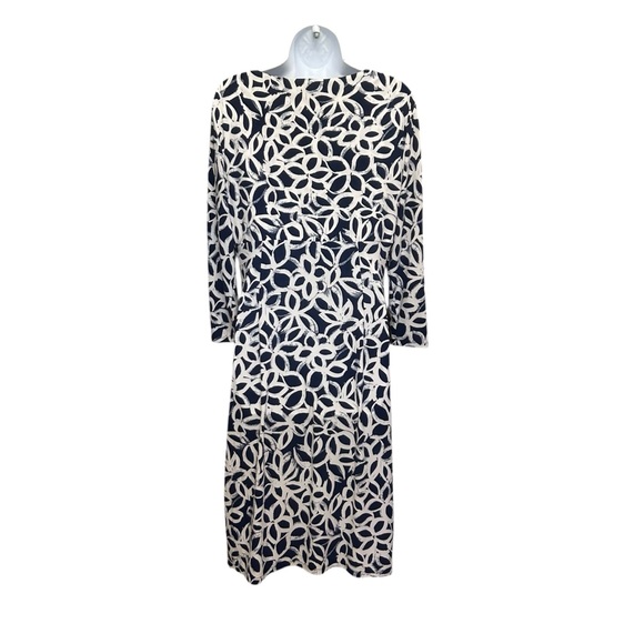 Lauren Ralph Lauren Blue White Abstract Floral Stretch Faux Wrap Dress Size 10 - Picture 6 of 9
